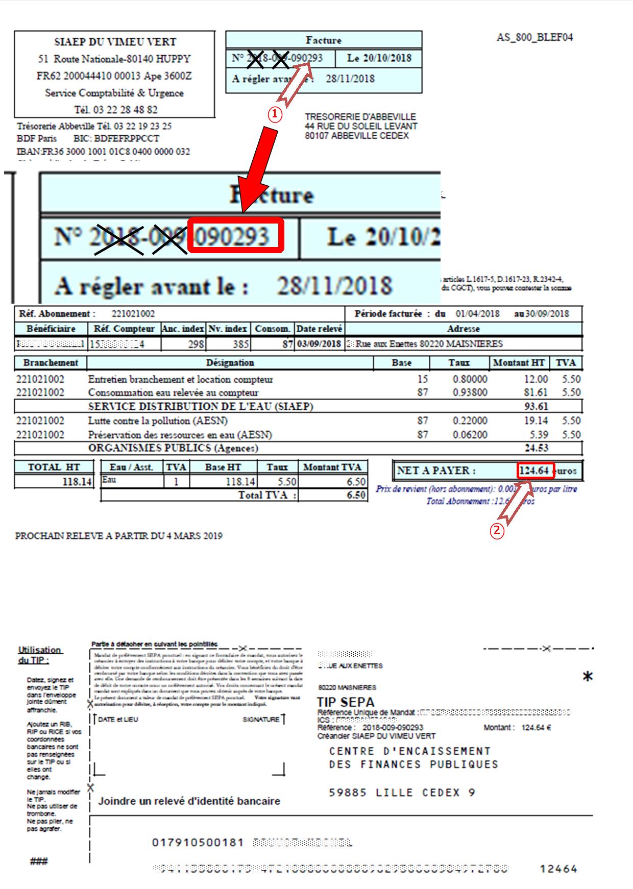 Exemple de facture d'eau